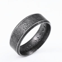 Cargar imagen en el visor de la galería, anillo valknut con runas 316L Stainless steel
