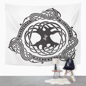 bandera tapiz arbol de la vida runas